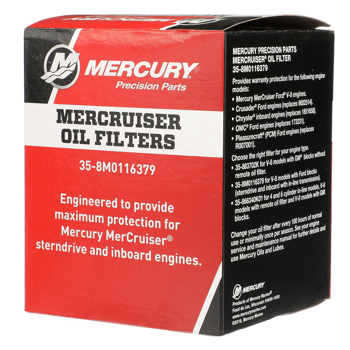Mercury Oil Filter 8M0116379 for MerCruiser Sterndrive and Inboard Engines by Ford