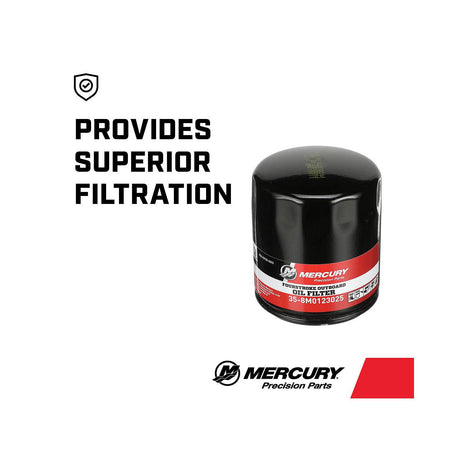 Mercury Replacement Oil Filter 8M0123025 for Mercury V6 and V8 FourStroke Outboards