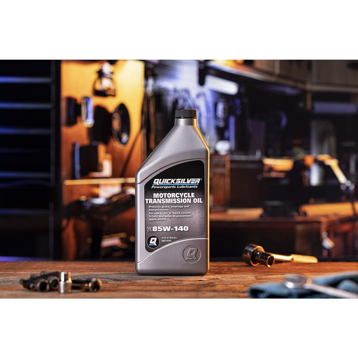 OEM Mercury / Quicksilver 8M0128385 85W-140 Motorcycle Transmission Oil, 1 Qt.