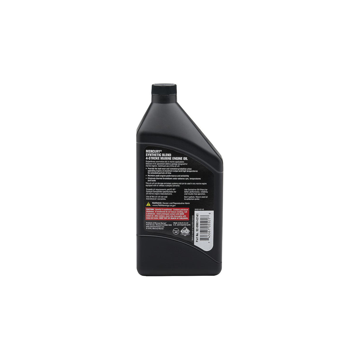 Mercury 8M0142141 SAE 10W-30 Synthetic Blend 4-Stroke Marine Engine Oil - 1 Quart Bottle