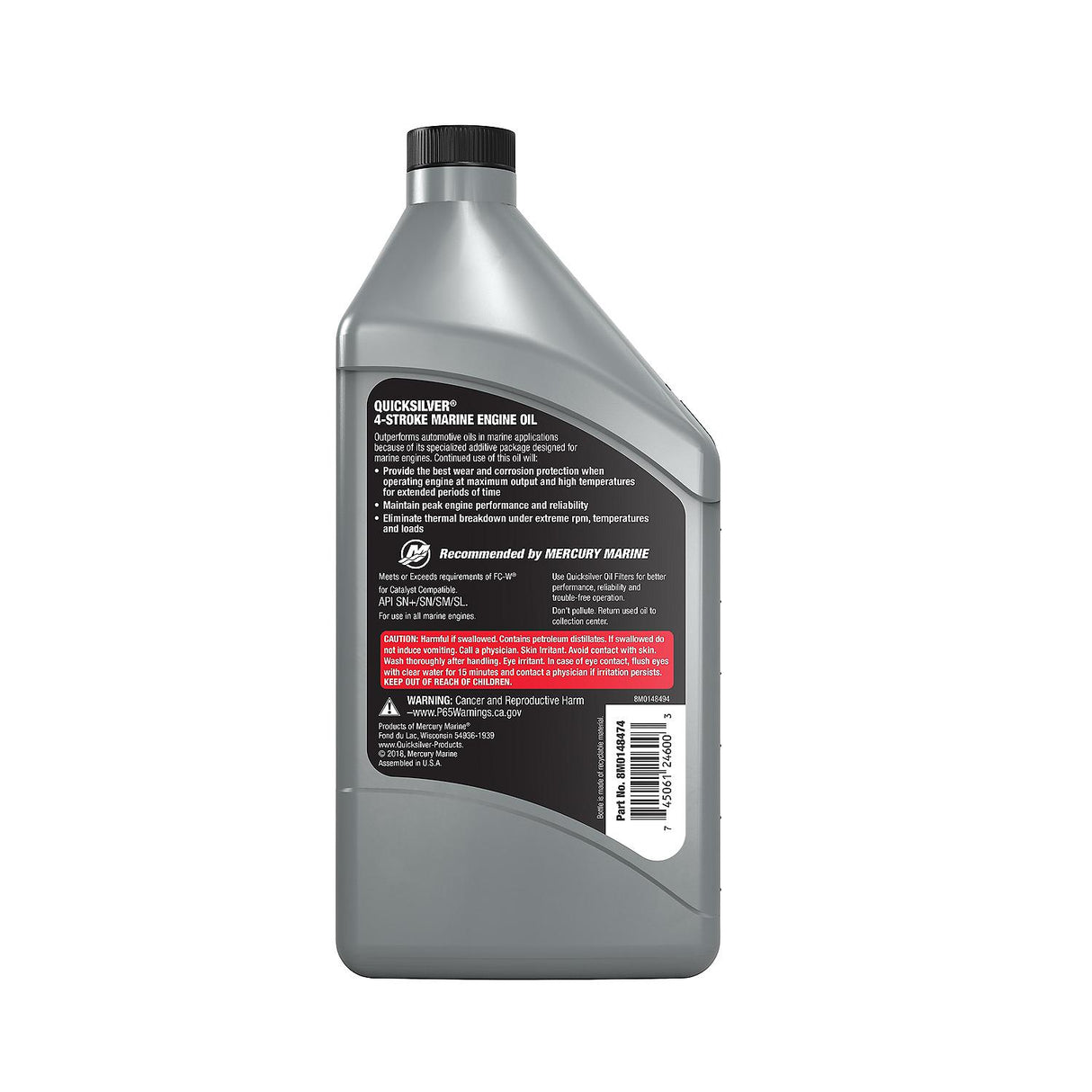 OEM Mercury / Quicksilver 5W-30 Full Synthetic Marine Engine Oil, 1 Qt.