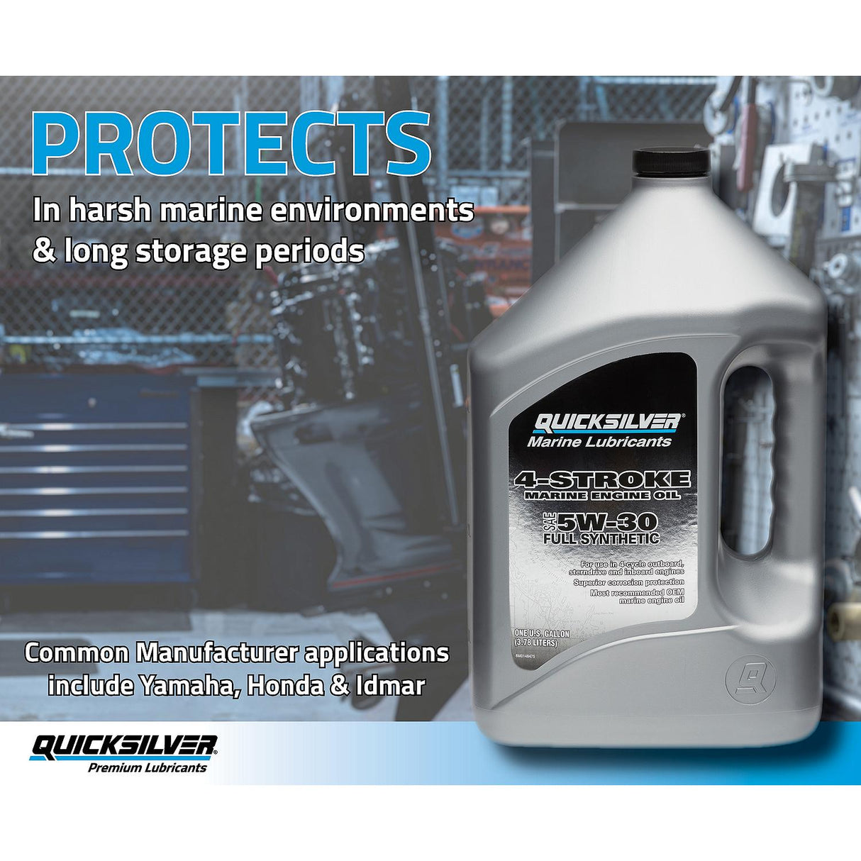 OEM Mercury / Quicksilver 5W-30 Full Synthetic Marine Engine Oil, 1 Qt.