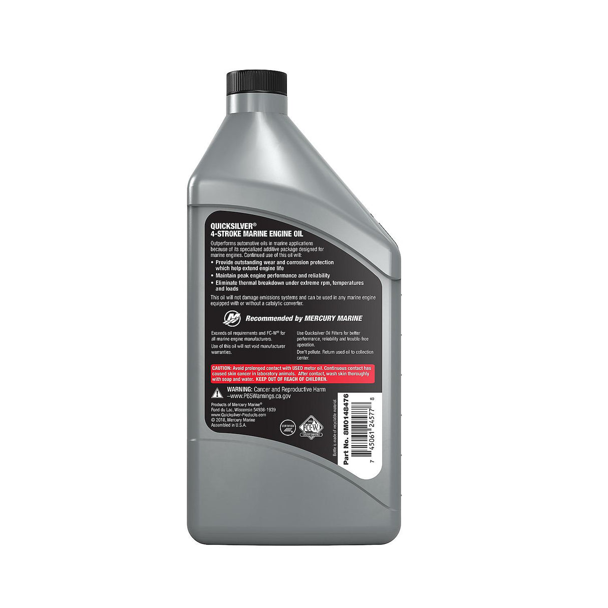 OEM Mercury / Quicksilver 10W-40 Marine Engine Oil, 1 Qt.