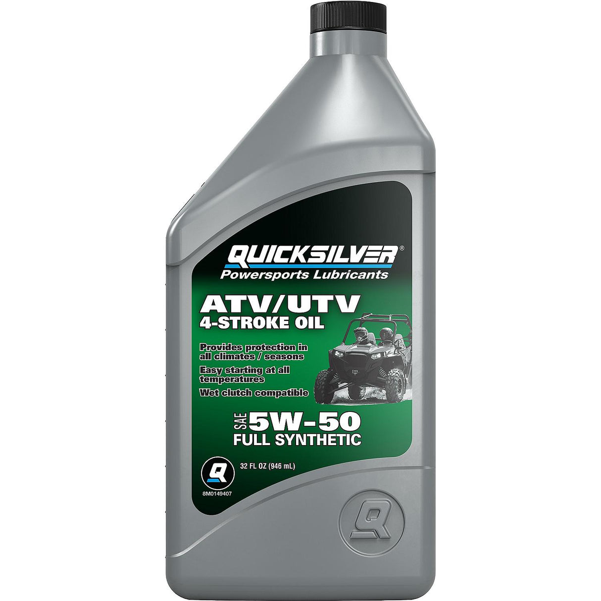 OEM Mercury / Quicksilver 8M0149407 5W-50 Full Synthetic 4-Stroke ATV/UTV Engine Oil, 1 Qt.