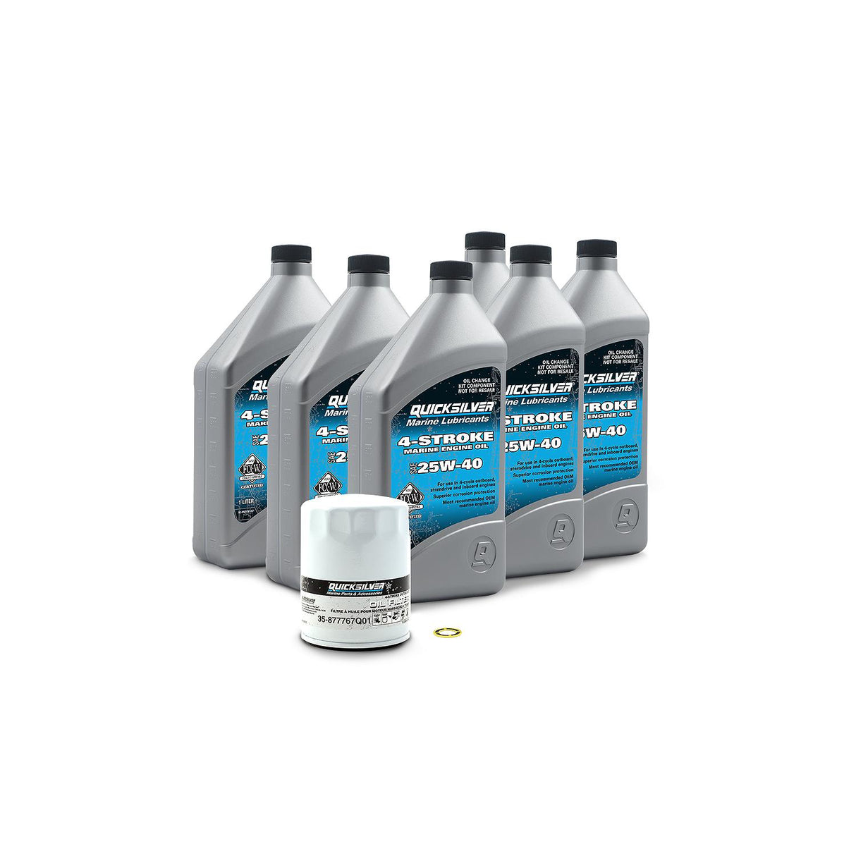 OEM Mercury / Quicksilver 25W-40 Oil Change Kit for 150-200hp 4-Stroke Mercury L4 Verado Outboards