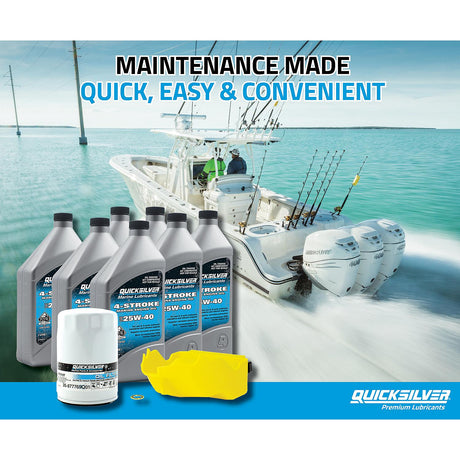 OEM Mercury / Quicksilver 25W-40 Oil Change Kit for 200-400hp 4-Stroke Mercury L6 Verado Outboards