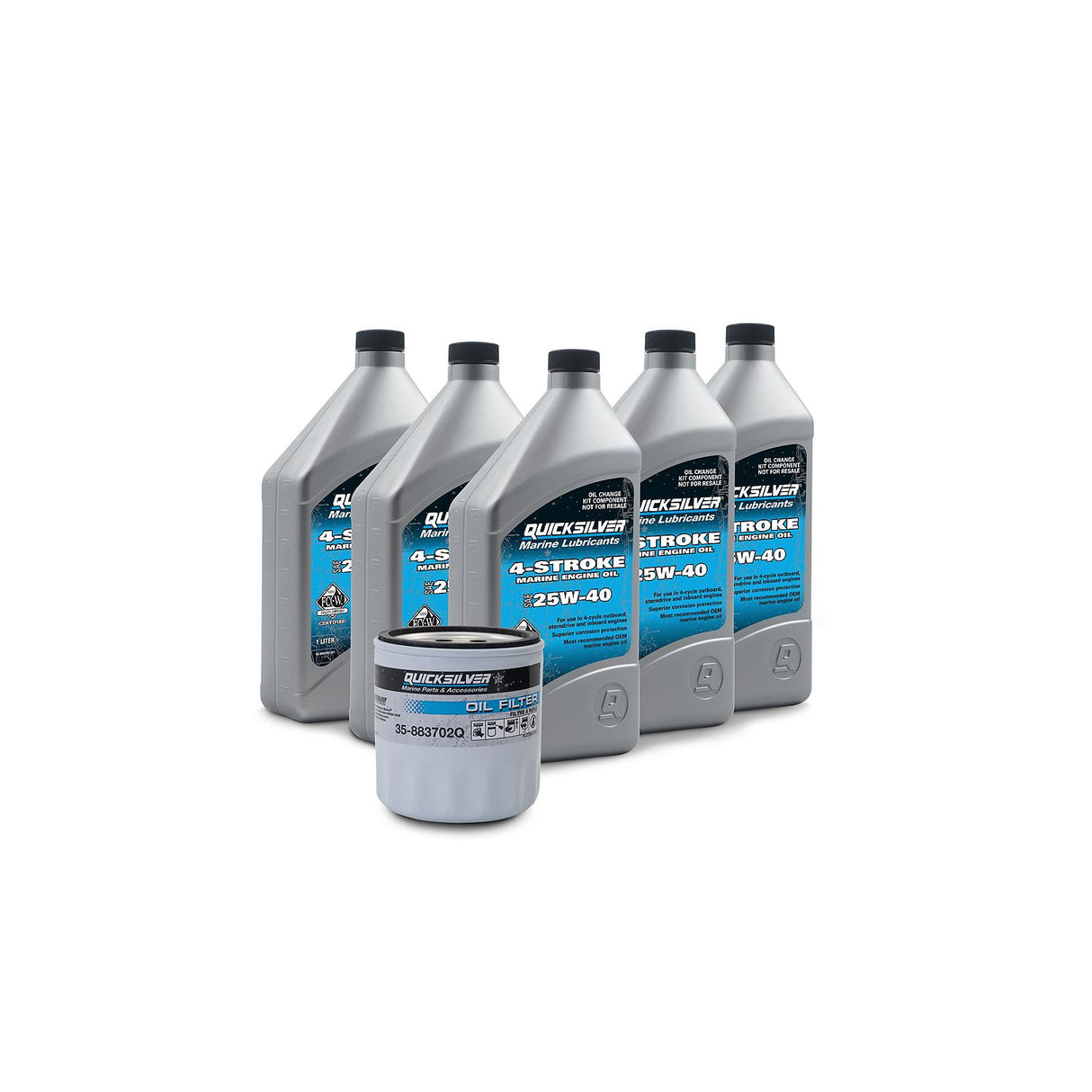 OEM Mercury / Quicksilver 25W-40 Sterndrive and Inboard V6 Oil Change Kit, Mercury MerCruiser, OMC, Chrysler Engines, Boat