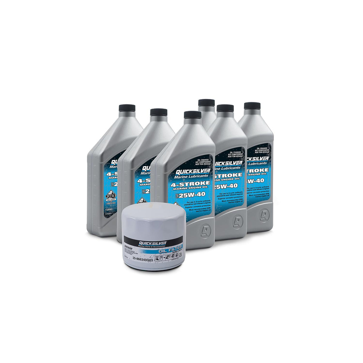 OEM Mercury / Quicksilver 25W-40 Sterndrive and Inboard Oil Change Kit, Compatible w/ Mercury MerCruiser, Crusader, Chris Craft, OMC, PCM, Volvo Penta, OEM Mercury / Quicksilver Engines, Boat
