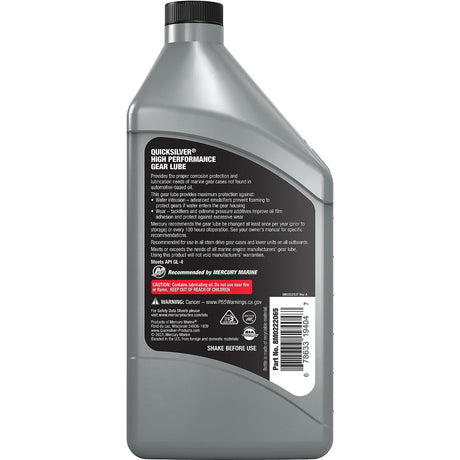 OEM Quicksilver High‑Performance Gear Lube SAE 90 – 1 Quart Bottle – 8M0222065