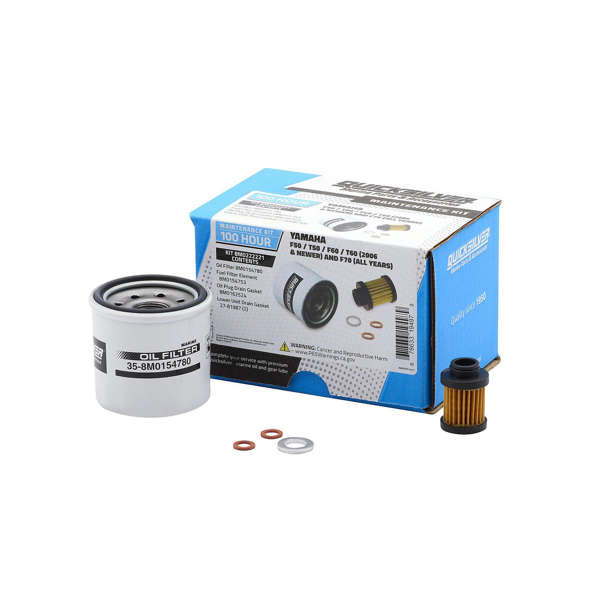 OEM Mercury / Quicksilver 8M0222221 100 Hour Maintenance Kit, Yamaha F50/T50/F60/T60 and F70