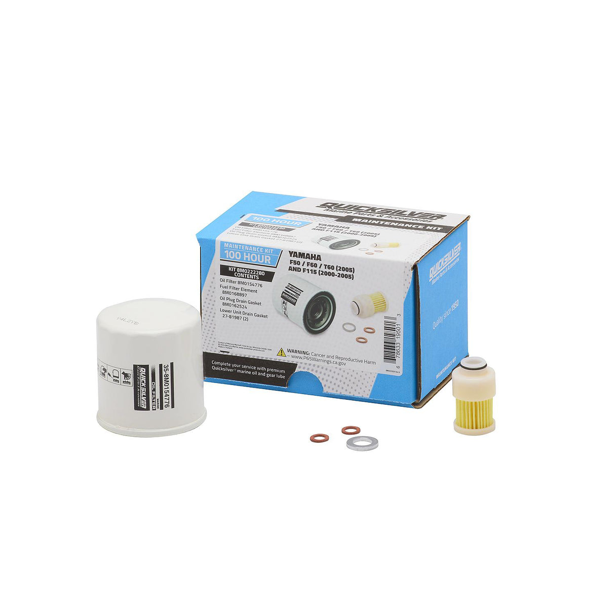OEM Mercury / Quicksilver 8M0222280 100 Hour Maintenance Kit, Yamaha F50/F60/T60 and F115