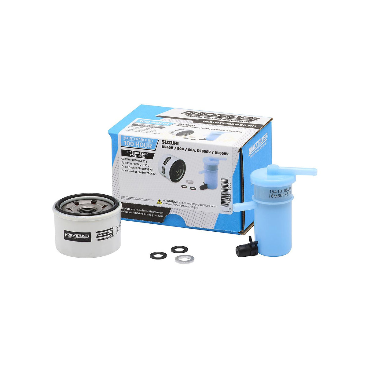 OEM Mercury / Quicksilver 8M0222306 100 Hour Maintenance Kit, Suzuki DF40A/50A/60A and DF50AV/DF60AV