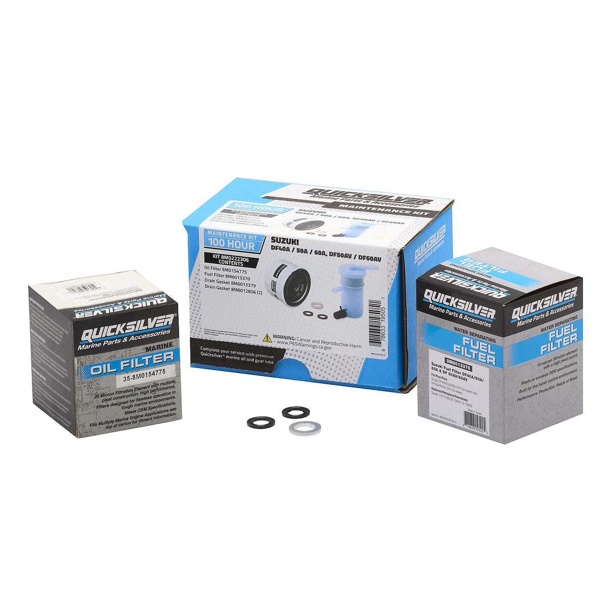 OEM Mercury / Quicksilver 8M0222306 100 Hour Maintenance Kit, Suzuki DF40A/50A/60A and DF50AV/DF60AV