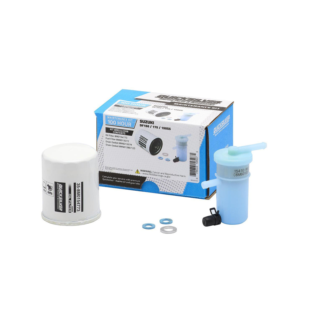 Quicksilver 8M0222308 100 Hour Maintenance Kit, SuzukiDF150/175/150SS