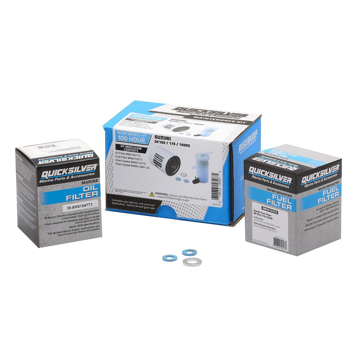 Quicksilver 8M0222308 100 Hour Maintenance Kit, SuzukiDF150/175/150SS