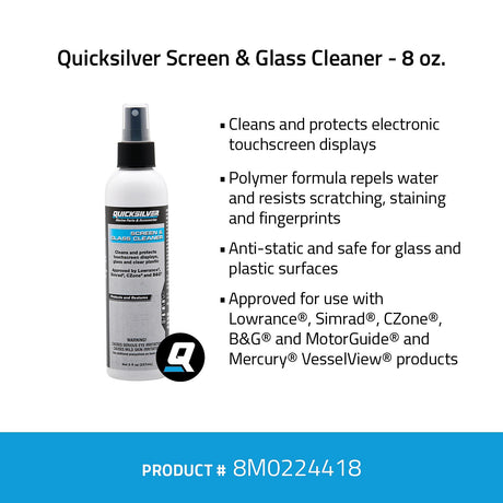 OEM Mercury / Quicksilver 8M0224418 Screen & Glass Cleaner For Marine Electronics, Windshields and Mirrors, 8 oz.