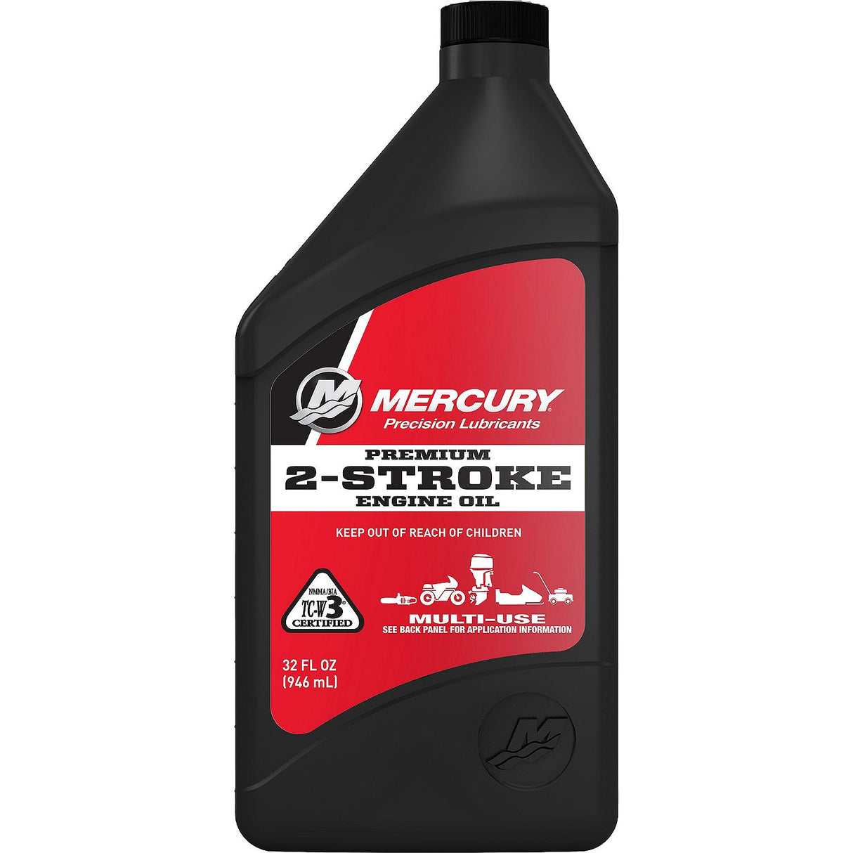 Mercury 8M0229787 Premium TC-W3 2-Stroke Engine Oil for Outboards, PWC, Snowmobiles and Motorcycles - 1 Quart Bottle