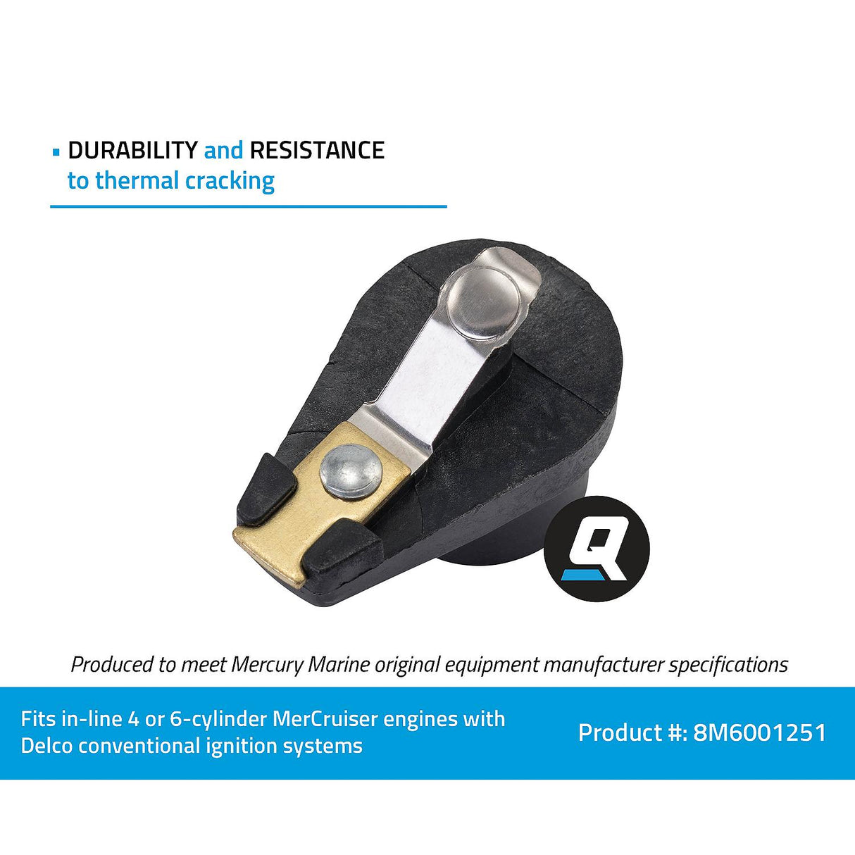 OEM Mercury / Quicksilver 8M6001251 Rotor for Marinized General Motors 4-Cylinder and 6-Cylinder Engines w/ Delco Conventional Ignition Systems