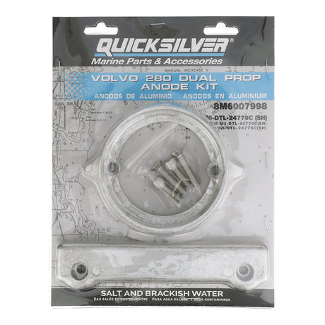 Quicksilver 8M6007998 Aluminum Anode Kit for Volvo 280 Duoprop Sterndrives
