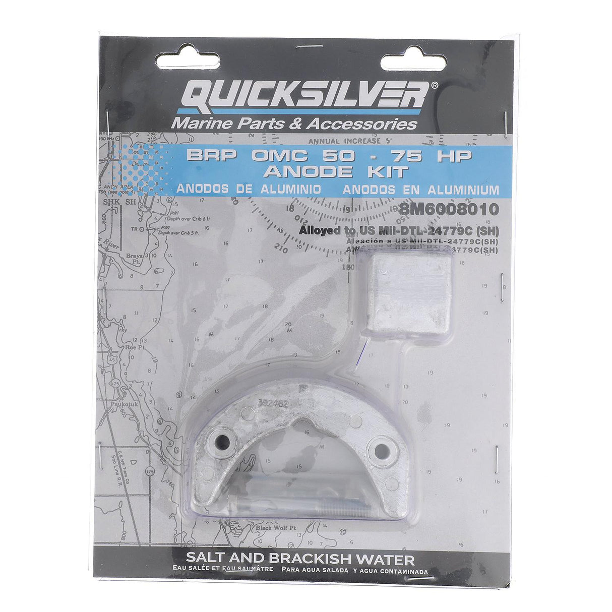 Quicksilver 8M6008010 Aluminum Anode Kit for BRP/OMC 50-75hp Outboards