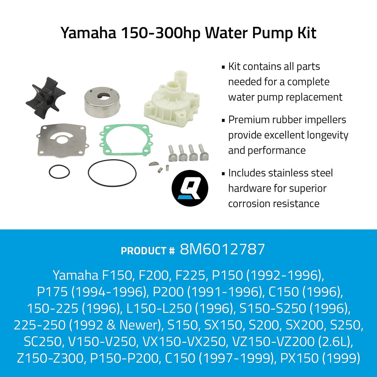 OEM Mercury / Quicksilver 8M6012787 Water Pump Kit - Yamaha 150-300hp