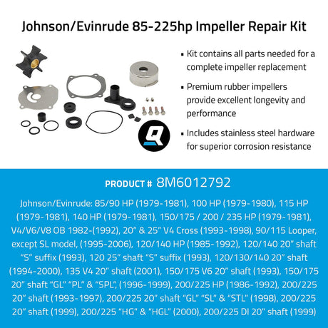 OEM Mercury / Quicksilver 8M6012792 Impeller Repair Kit - Johnson/Evinrude 85-225hp