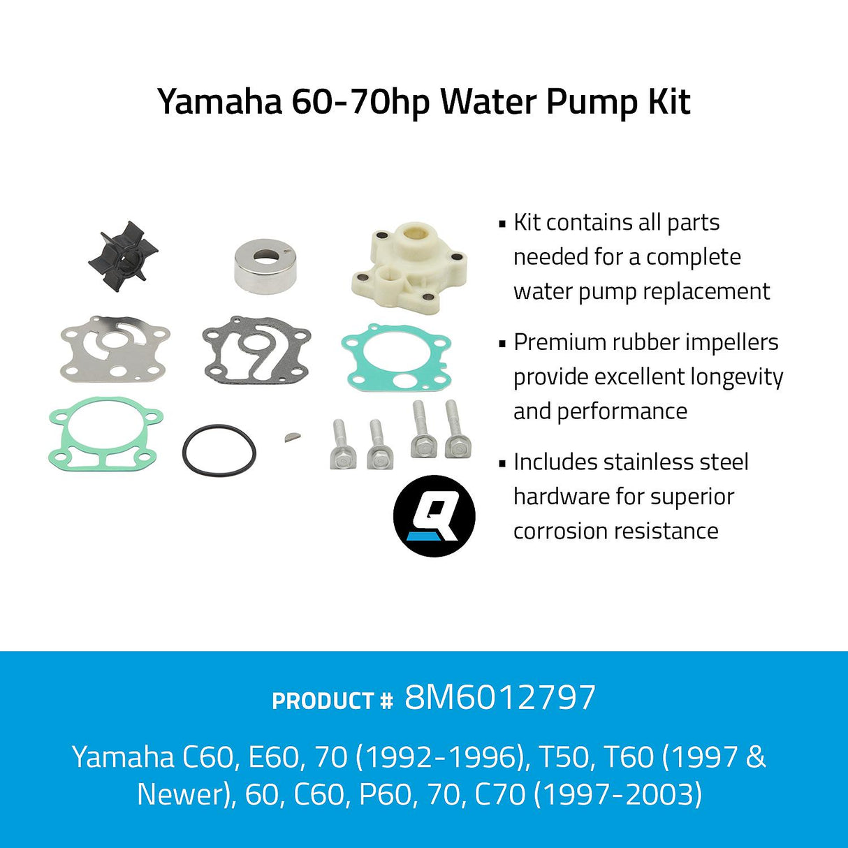 OEM Mercury / Quicksilver 8M6012797 Water Pump Kit - Yamaha 60-70hp