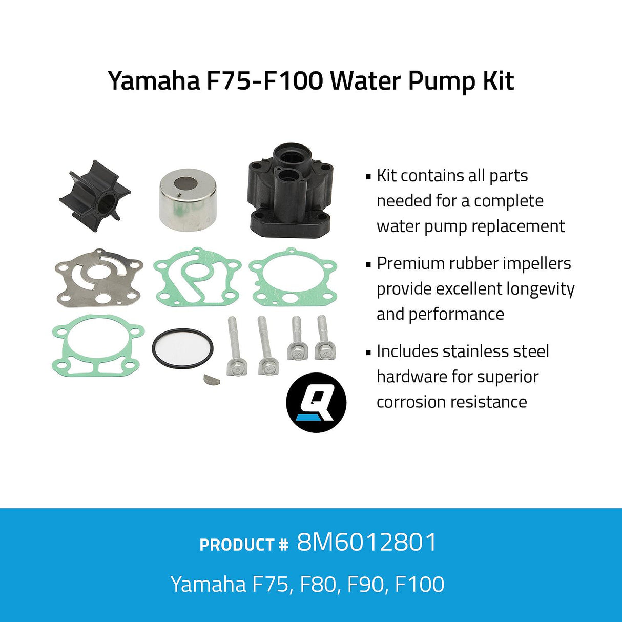 OEM Mercury / Quicksilver 8M6012801 Water Pump Kit - Yamaha F75-F100