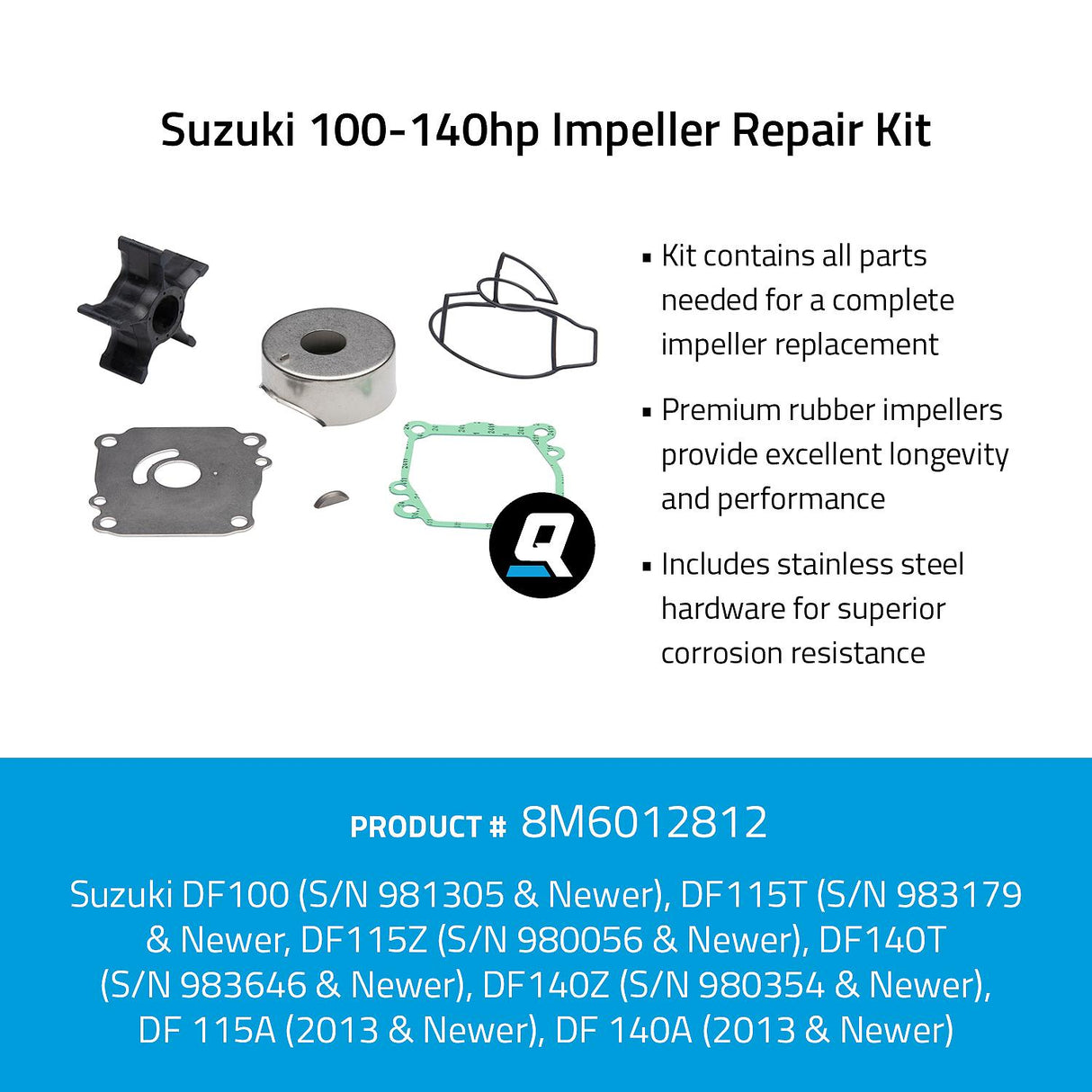 OEM Mercury / Quicksilver 8M6012812 Impeller Repair Kit - Suzuki 100-140hp