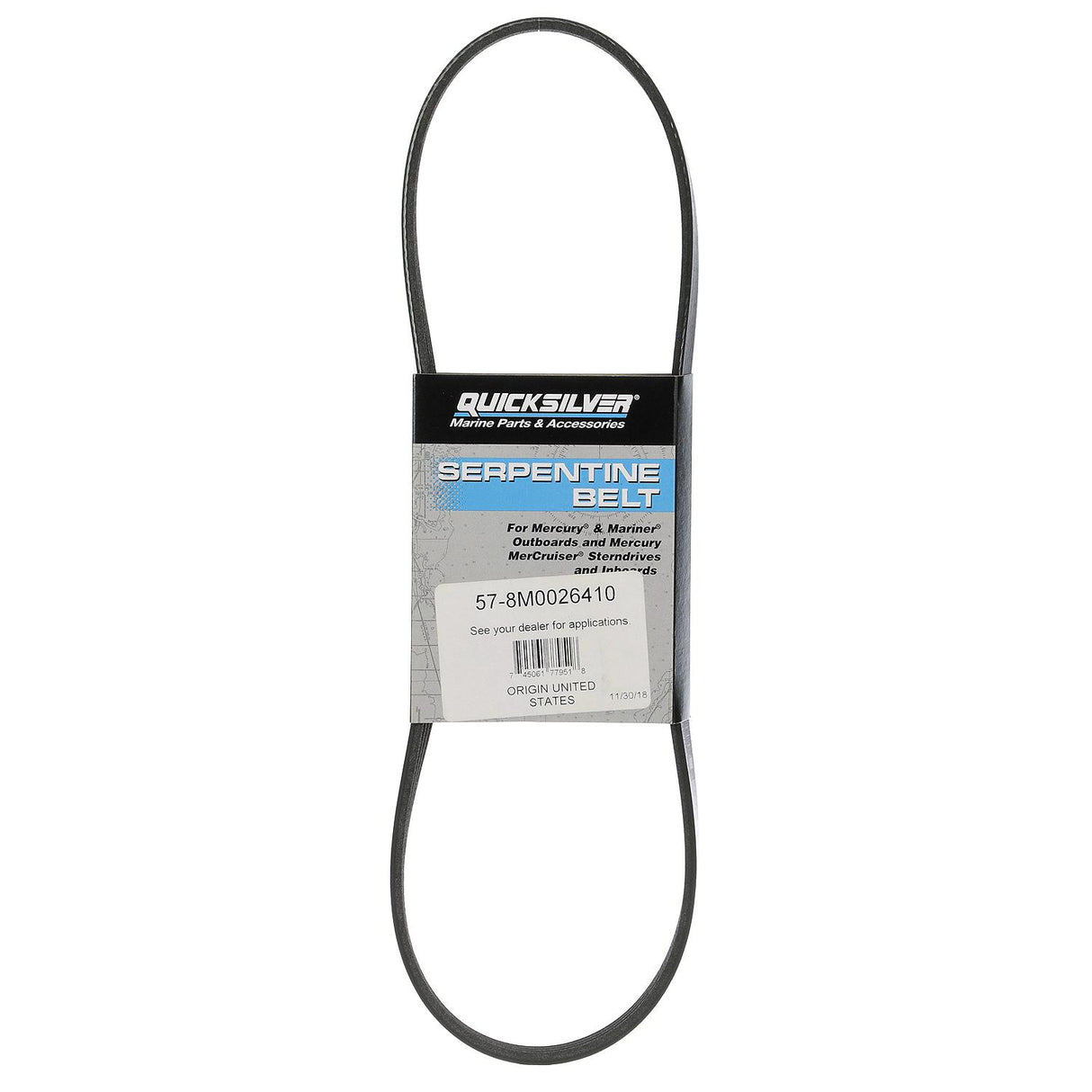 OEM Mercury / Quicksilver 8M0026410 Alternator Belt for Mercury OptiMax 1.5L 75-115hp Outboards