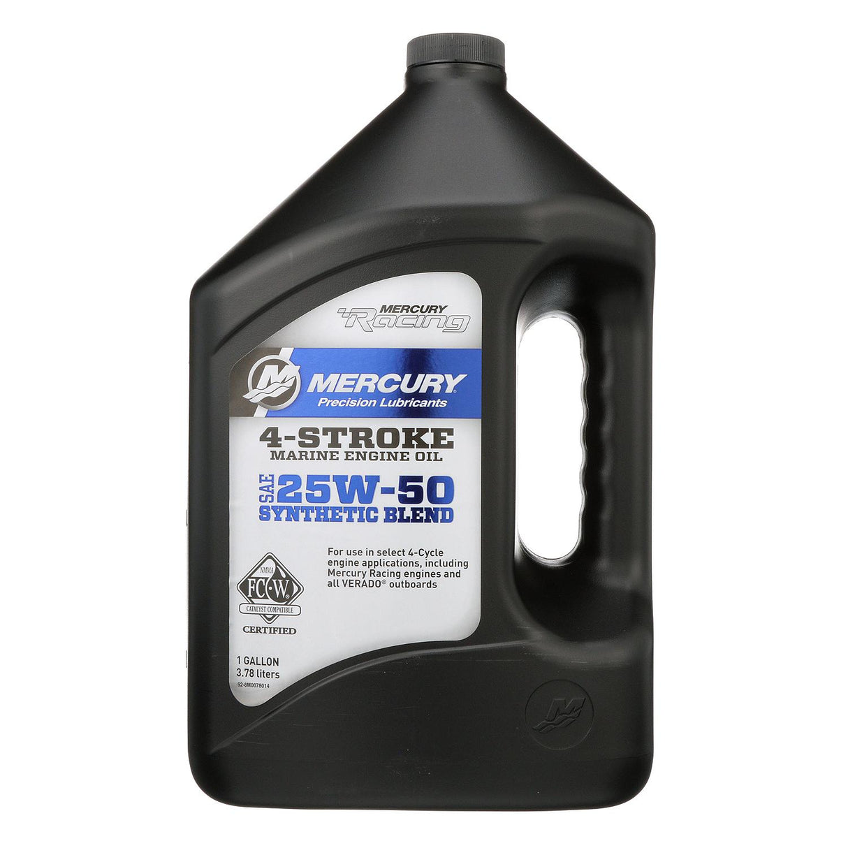 Mercury Racing 8M0078014 SAE 25W-50 Synthetic Blend High Performance 4-Stroke Marine Engine Oil - 1 Gallon