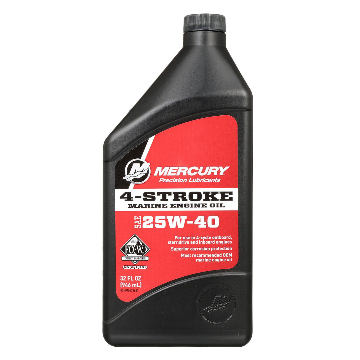 Mercury 8M0078627 SAE 25W-40 4-Stroke Marine Engine Oil - 1 Quart Bottle