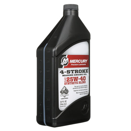 Mercury 8M0078629 SAE 25W-40 Synthetic Blend 4-Stroke Marine Engine Oil - 1 Quart Bottle