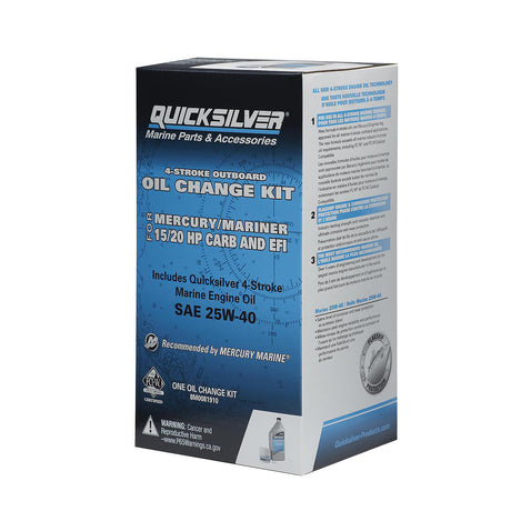 OEM Mercury / Quicksilver 25W-40 Oil Change Kit for 4-Stroke 15hp and 20hp Mercury Outboards