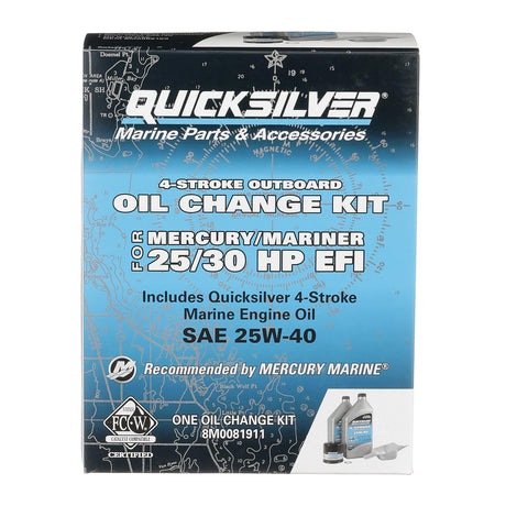 OEM Mercury / Quicksilver 25W-40 Oil Change Kit for 4-Stroke 25hp and 30hp Mercury EFI Outboards