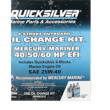 OEM Mercury / Quicksilver 25W-40 Oil Change Kit for 4-Stroke 40hp, 50hp and 60hp Mercury Outboards