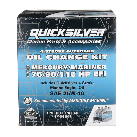 OEM Mercury / Quicksilver 25W-40 Oil Change Kit for 4-Stroke 75hp, 90hp and 115hp Mercury 1.7L Outboards