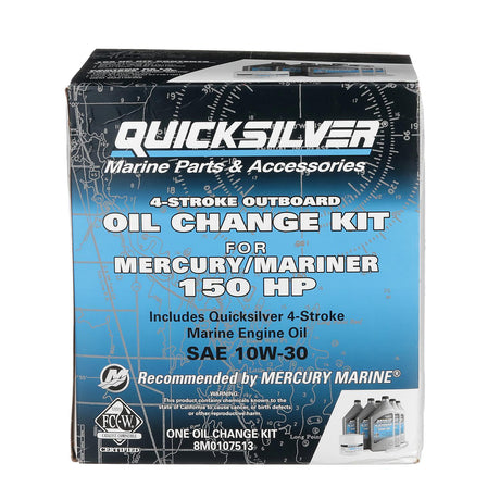 OEM Mercury / Quicksilver 10W-30 Oil Change Kit for 4-Stroke 150hp Mercury and Mariner Outboards
