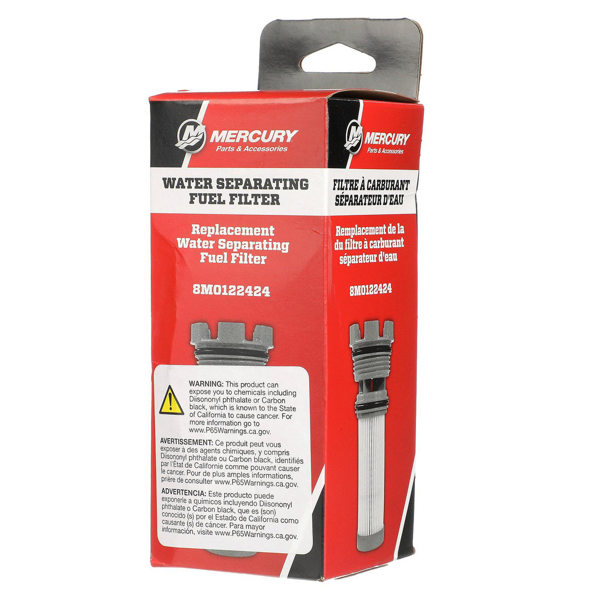 Mercury Replacement On Board Fuel Filter 8M0122424 for Mercury 135-200hp L4 Verado, L6 200‑300hp Verado, and 1.5L and 3.0L DFI Outboards