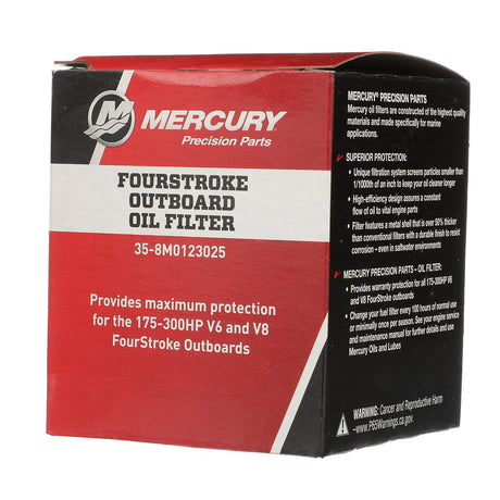 Mercury Replacement Oil Filter 8M0123025 for Mercury V6 and V8 FourStroke Outboards