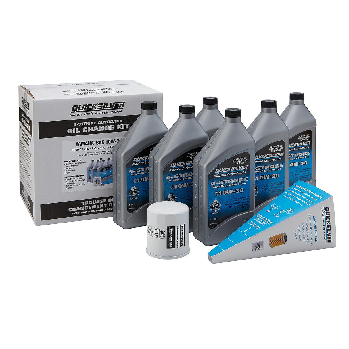 Quicksilver 25W-40 Oil Change Kit for 4-Stroke Yamaha F200 through F250 Outboards 8M0162420