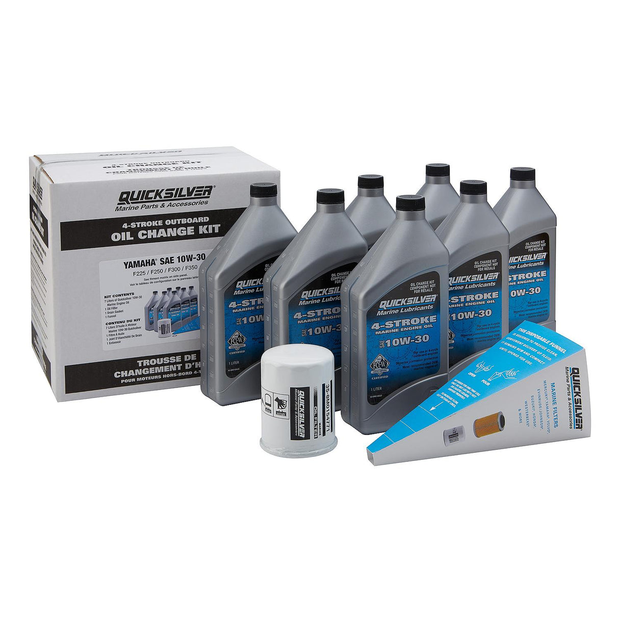 Quicksilver 10W-30 Oil Change Kit for 4-Stroke Yamaha F225 through F300 Outboards 8M0162423