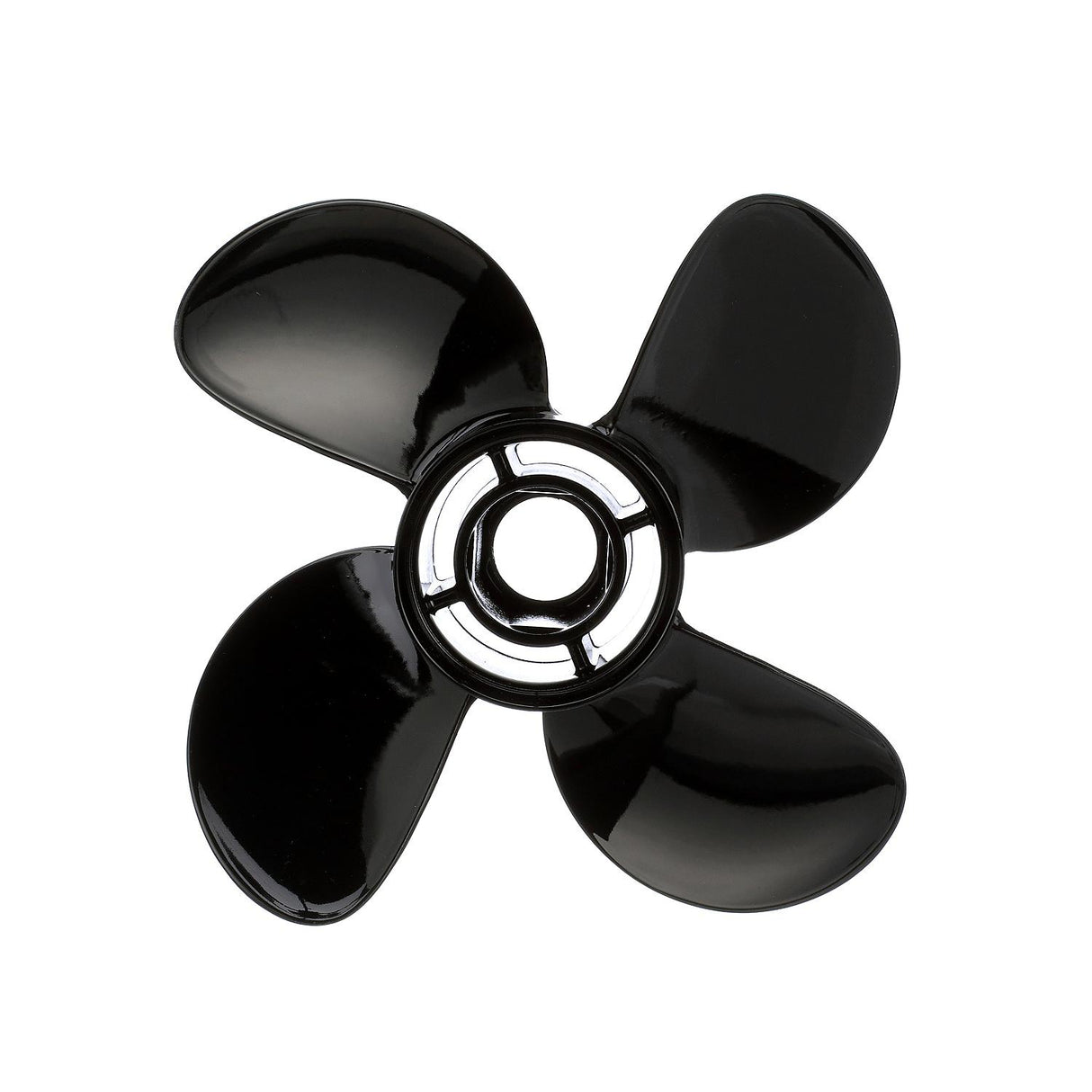 OEM Mercury / Quicksilver 8M8027511 Nemesis 4-Blade Aluminum Propeller, 10.6" Diameter x 12" Pitch, Right Hand Rotation, 40-60hp Mercury, Black Finish