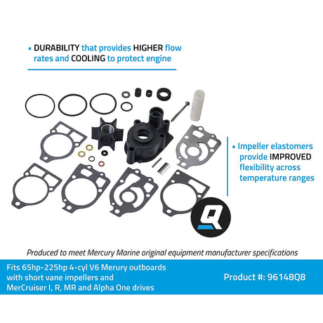 OEM Mercury / Quicksilver 96148Q8 Water Pump Repair Kit for Mercury and Mariner Outboards and MerCruiser Sterndrives