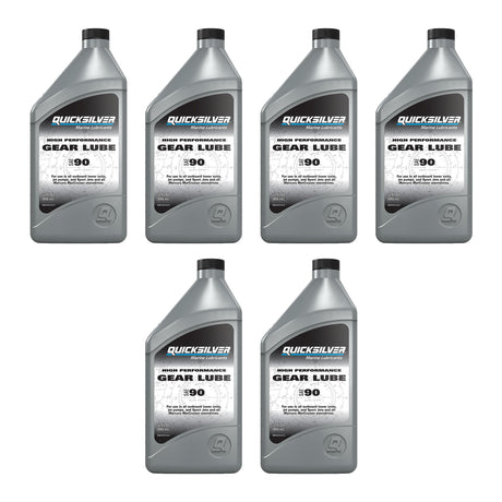 OEM Quicksilver Highâ€‘Performance Gear Lube SAEâ€¯90 â€“â€¯1 Quart Bottle â€“â€¯8M0222065 — pack of 6 supplier units