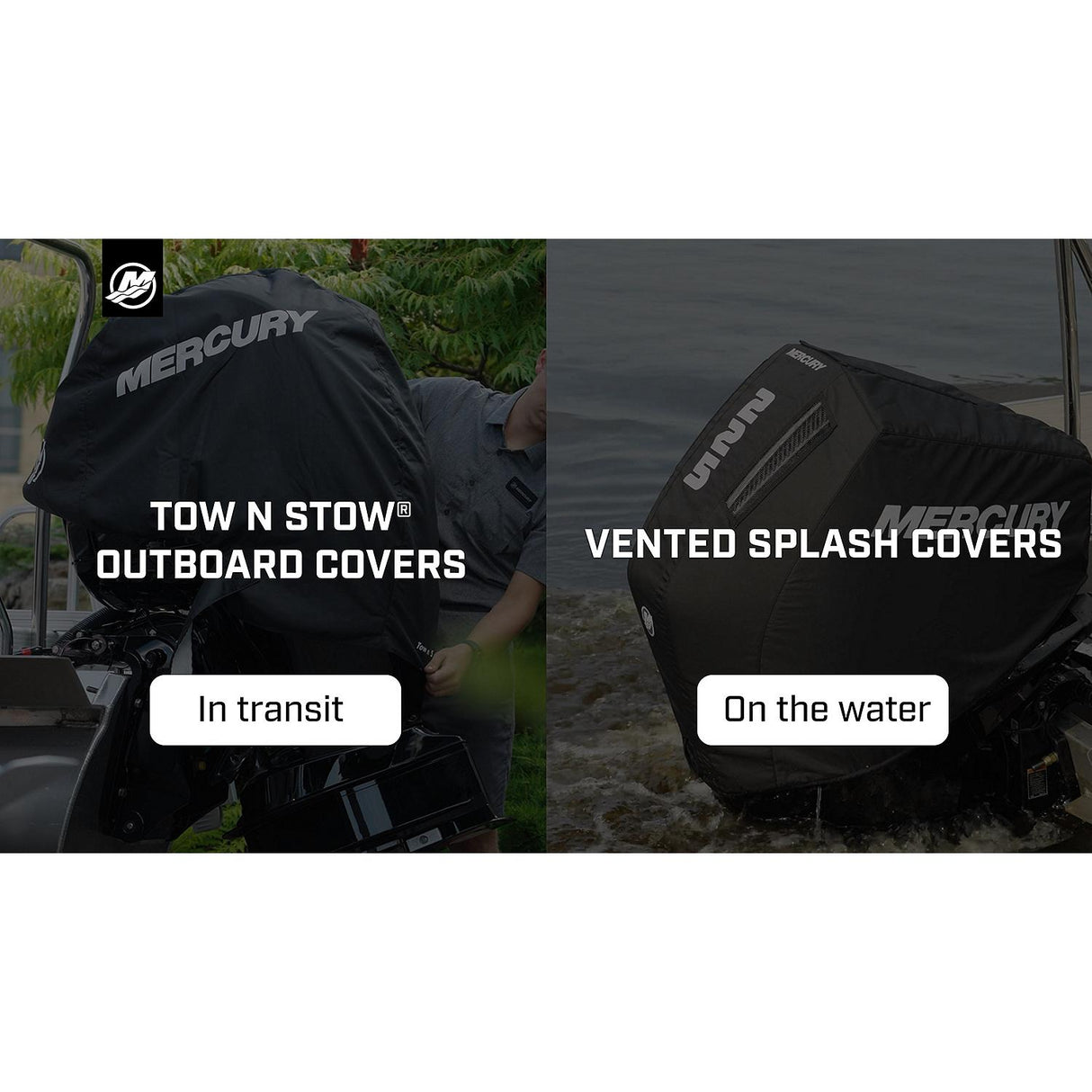 Mercury Marine Tow N Stow Outboard Cover 150hp FourStroke, Black