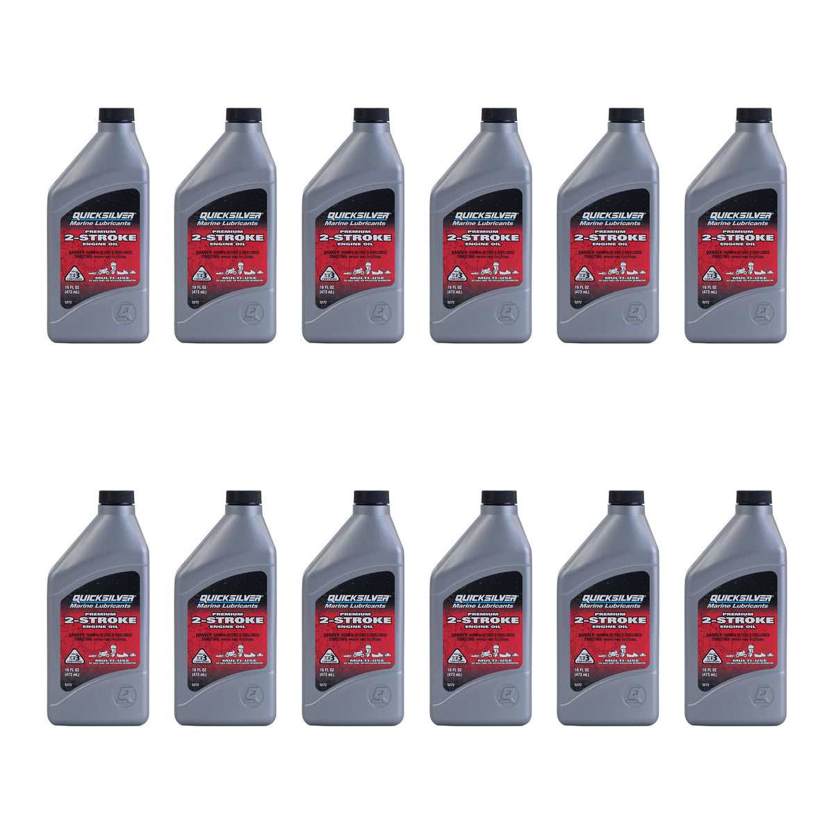 OEM Mercury / Quicksilver Premium 2-Stroke Engine Oil for Outboards, PWC, Snowmobiles and Motorcycles, 1 Pint — pack of 12 supplier units