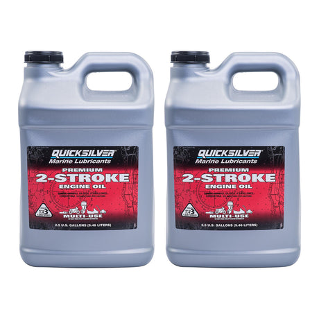 OEM Mercury / Quicksilver Premium 2-Stroke Outboard Engine Oil 2.5 Gallon 8M0229793 — pack of 2 supplier units