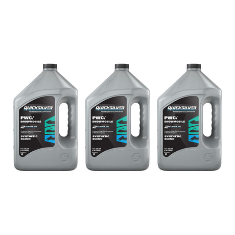 OEM Mercury / Quicksilver 8M0175743 2-Stroke PWC/Snowmobile Engine Oil, Premium Synthetic Blend, 1 Gallon — pack of 3 supplier units