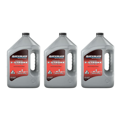 Mercury / Quicksilver 8M0229791 Premium TC-W3 2-Stroke Outboard Oil, 1 Gallon — pack of 3